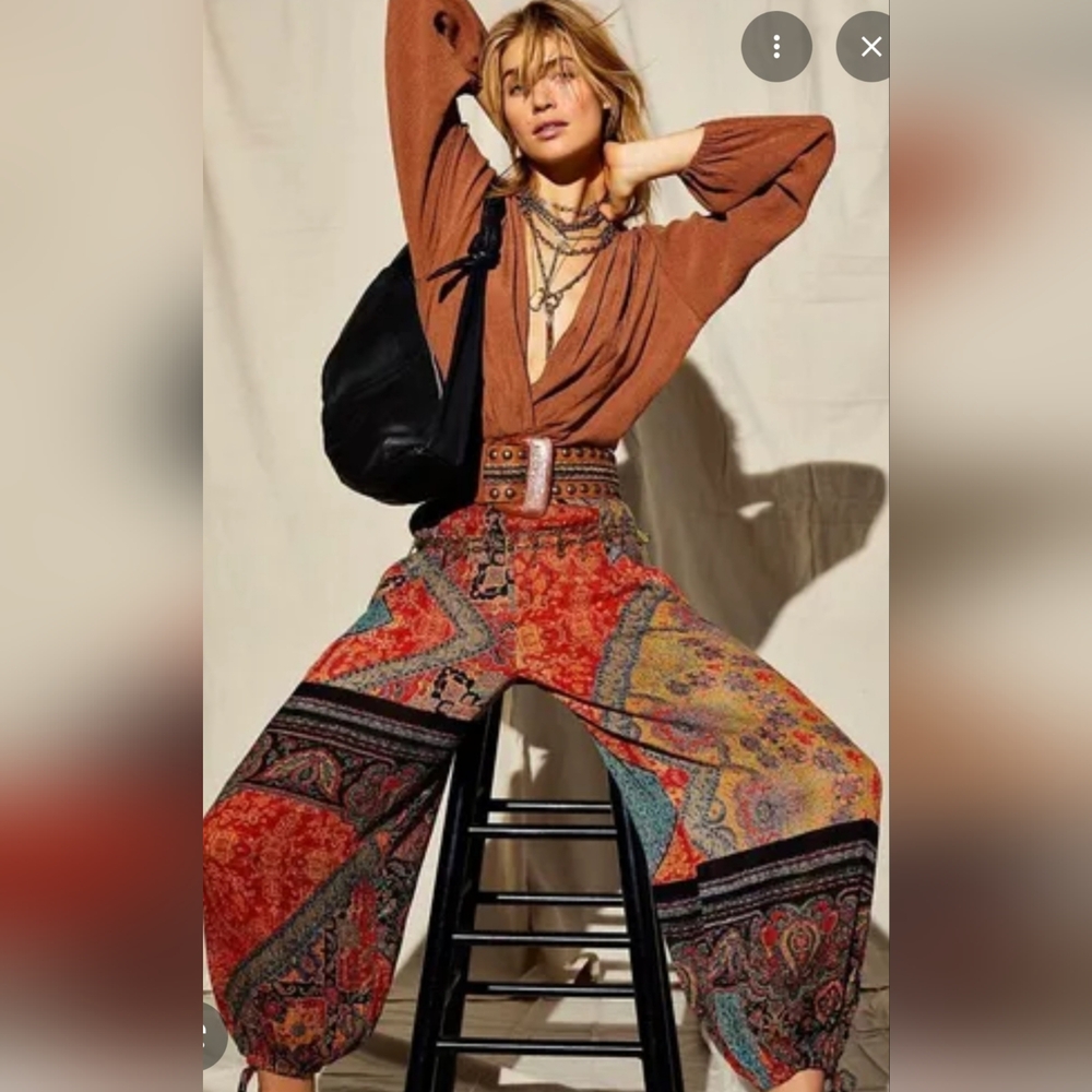 Free People "BEGONIA" BALLOON Boho Wide Leg Pants L Large